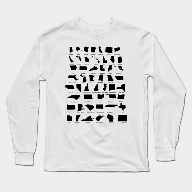 50 American States Long Sleeve T-Shirt by sweetsixty